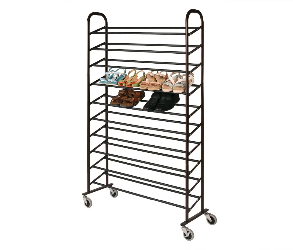 HLC Chrome Supreme 50 Pair Shoe Rack Easy Assemble Space Saving Easy to