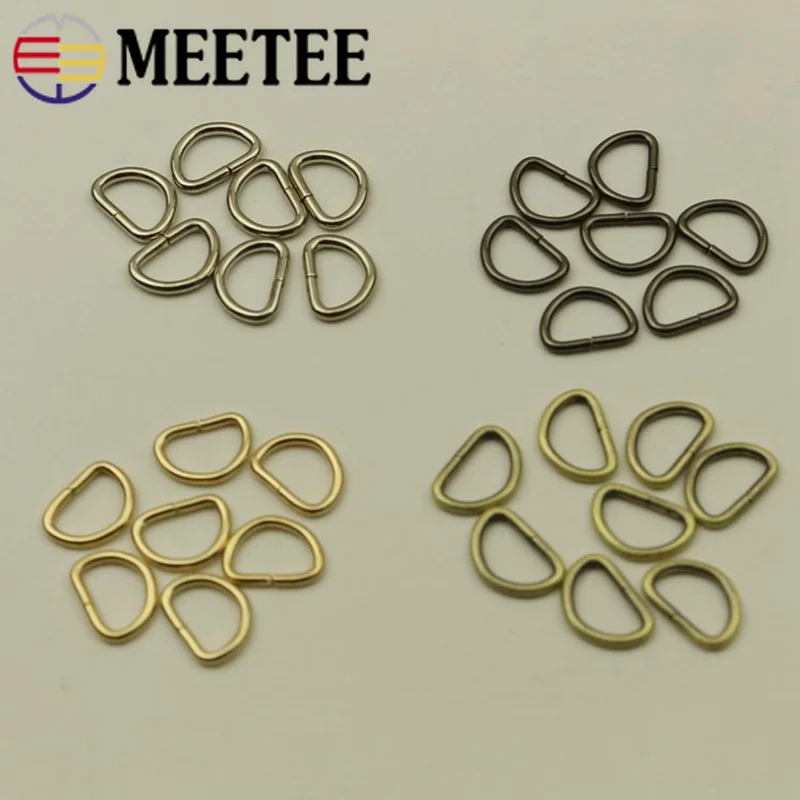 

Meetee 100/300/500pcs 10mm D Ring Buckles Metal Opening Dog Collar Chain Webbing Ring Buckles DIY Bag Hardware Accessories BF073