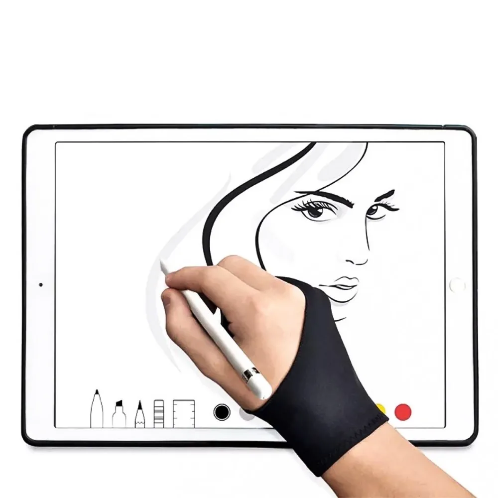 

1PC Digital Artist Drawing Two Fingers Anti-fouling Glove Professional Artist Glove Painting Graphic Tablet Drawing Free Size