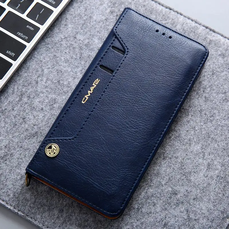 Leather Flip Case For Coque Huawei P20 Case Magnet Flip Cover For Funda Huawei P20 Phone Wallet Case Hoesjes Credit Card Holder - Цвет: Синий