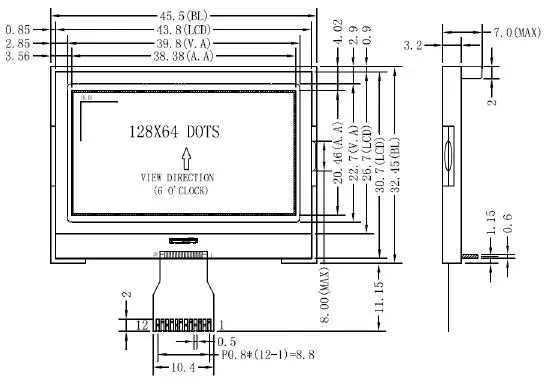 12PIN SPI COG 12864 ЖК-экран UC1701X контроллер белая подсветка