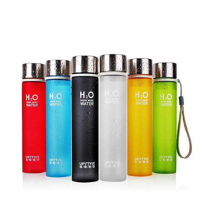 Thin small bottles with rope Portable lemon water bottle candy color