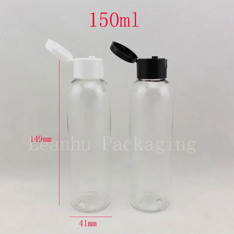 

150ml transparent empty flip top cap cosmetic plastic bottles 150cc clear cosmetics PET bottle with screw lids for personal care