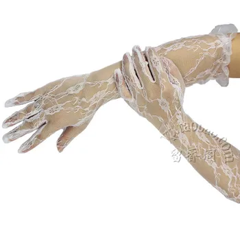 

Fashion Women Mesh Sexy Lace mid length gloves Ladies novelty mittens with nightclub Party Performance
