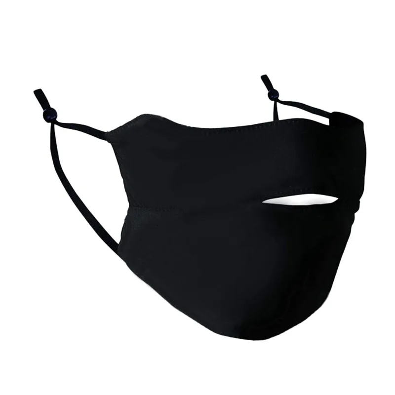 Маска для лица для защиты от солнца, УФ-защита, для женщин UPF50+, моющаяся, дышащая, ледяная, шелковая ткань, мужская, Анти-пыль, маска для рта для лета, велоспорта - Цвет: Черный