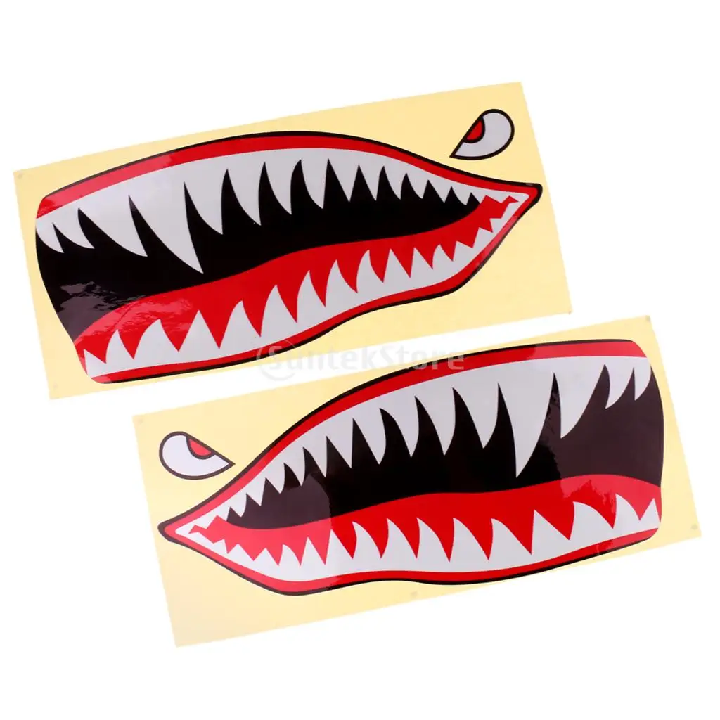 2Pcs 42x18cm Waterproof Shark Mouth Teeth Decals Sticker Fishing Boat Canoe Car Truck Kayak Graphics Accessories