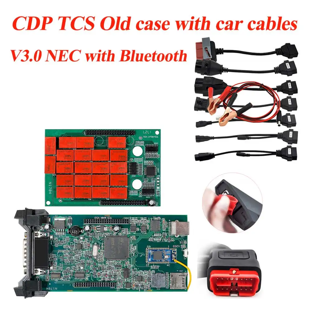 CDP TCS CDP Pro OBD2 Bluetooth. R1 бесплатно активный для автомобилей/грузовиков OBD2 диагностический инструмент OBDII считыватель кодеров с автомобильными кабелями - Цвет: old case bt cable