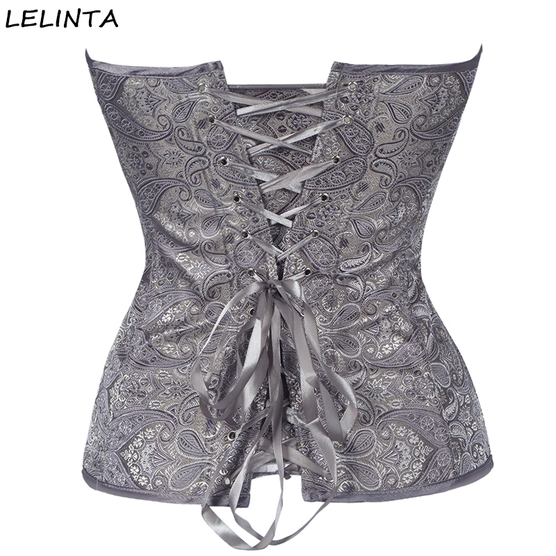 LELINTA, женское Бюстье на шнуровке, корсет, корсет, утягивающий, готический, стимпанк, овербюст, жаккардовая парча размера плюс S-6XL