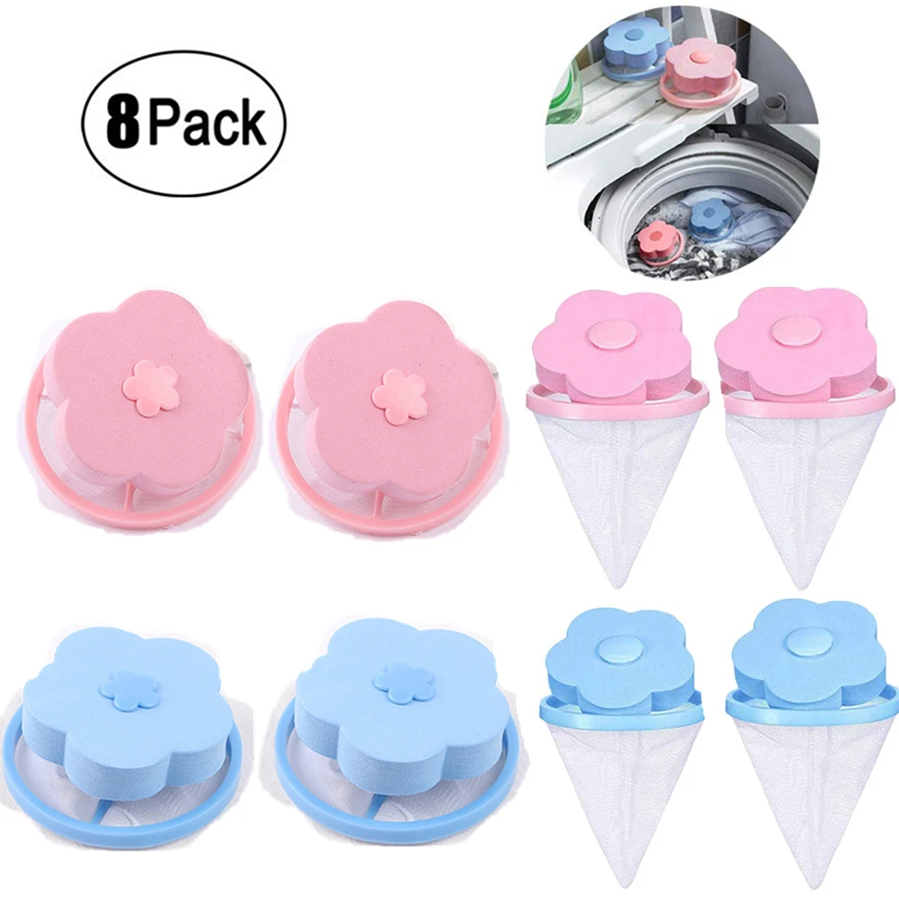 

8pcs Washer Filter Bag Mesh Bag Filtering Hair Removal Floating Pet Fur Lint Hair Catcher Laundry Cleaning Mesh Bag