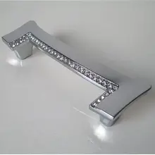 96mm fashion deluxe diamond silver kitchen cabinet handle chrome cupboard pull k9 crystal drawer dresser furniture handle knob