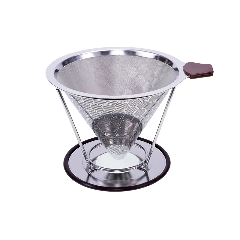 

Stainless Steel Cone Coffee Filter Dripper Double Layer Mesh Coffee Cone Filter Holder Infuse Home Kitchen Coffee Making Tools