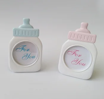

50pcs/lot resin baby feeding bottle photo frame place card holder wedding baby baptism party favors souvenirs