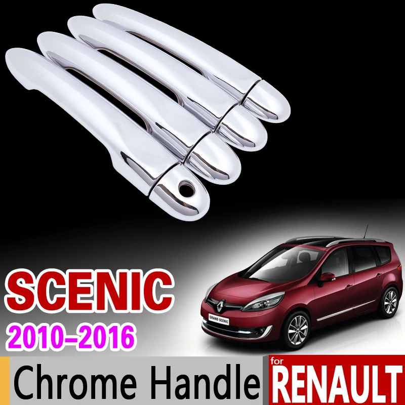 for Renault Scenic III 2010 - 2016 Chrome Handle Cover Trim Grand Scenic  XMOD 2011 2012 2013 2014 2015 Accessories Car Styling 3