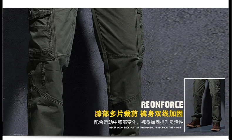 Новые мужские повседневные брюки свободные уличные брюки военные брюки мужские Мульти-карманные Прямые хлопковые штаны-карго 28-38