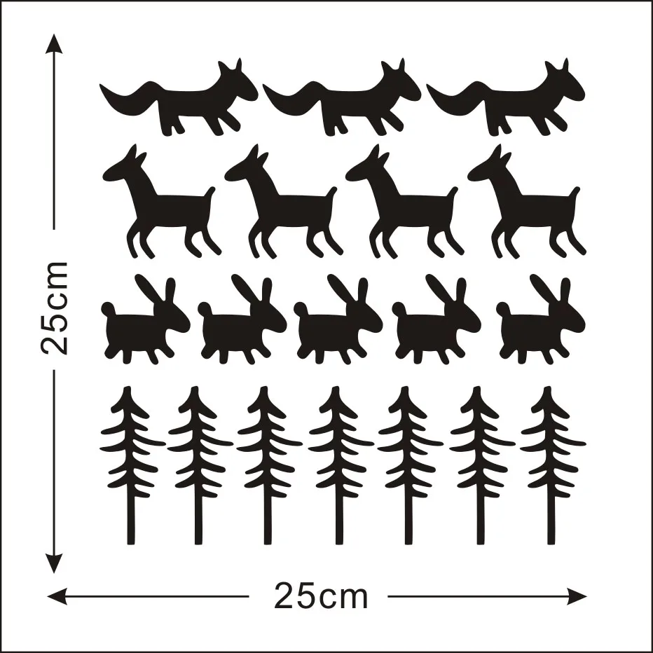 Наклейки на стену в скандинавском стиле с лесными животными для гостиной, домашний декор, дерево, художественные наклейки на стену, детская комната, декор на стену - Цвет: JD4664C0