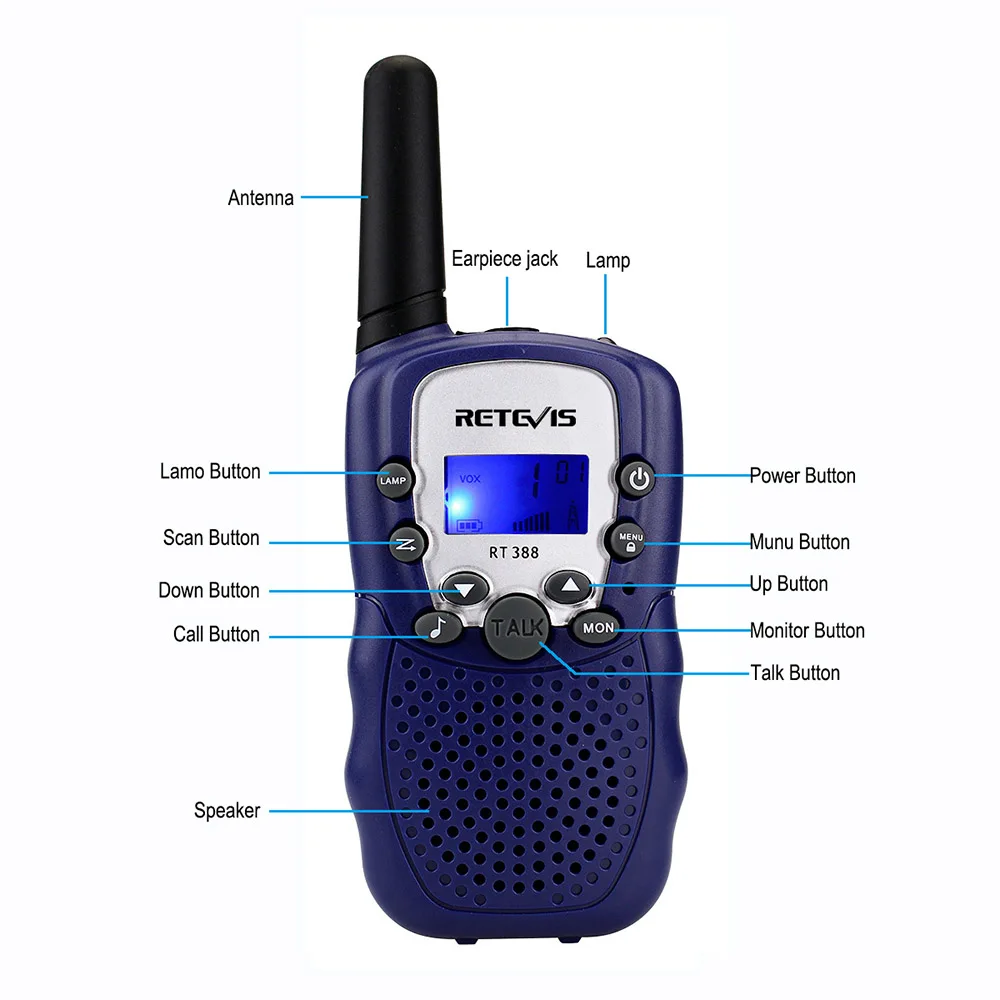 RT388 2 шт детский радиоприемник, набор, ручной интерком, UHF дети, без лицензии, рация, жк-дисплей VOX PTT