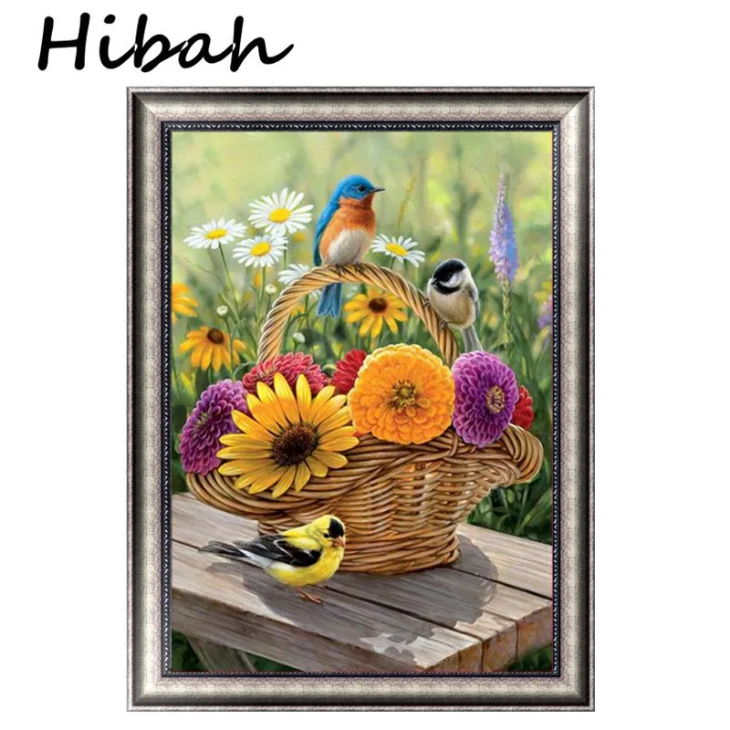 

5D diy Diamond Painting Cross Stitch Set 3d Diamond Embroidery Mosaic Pattern Bird Basket Home Decoration Gift