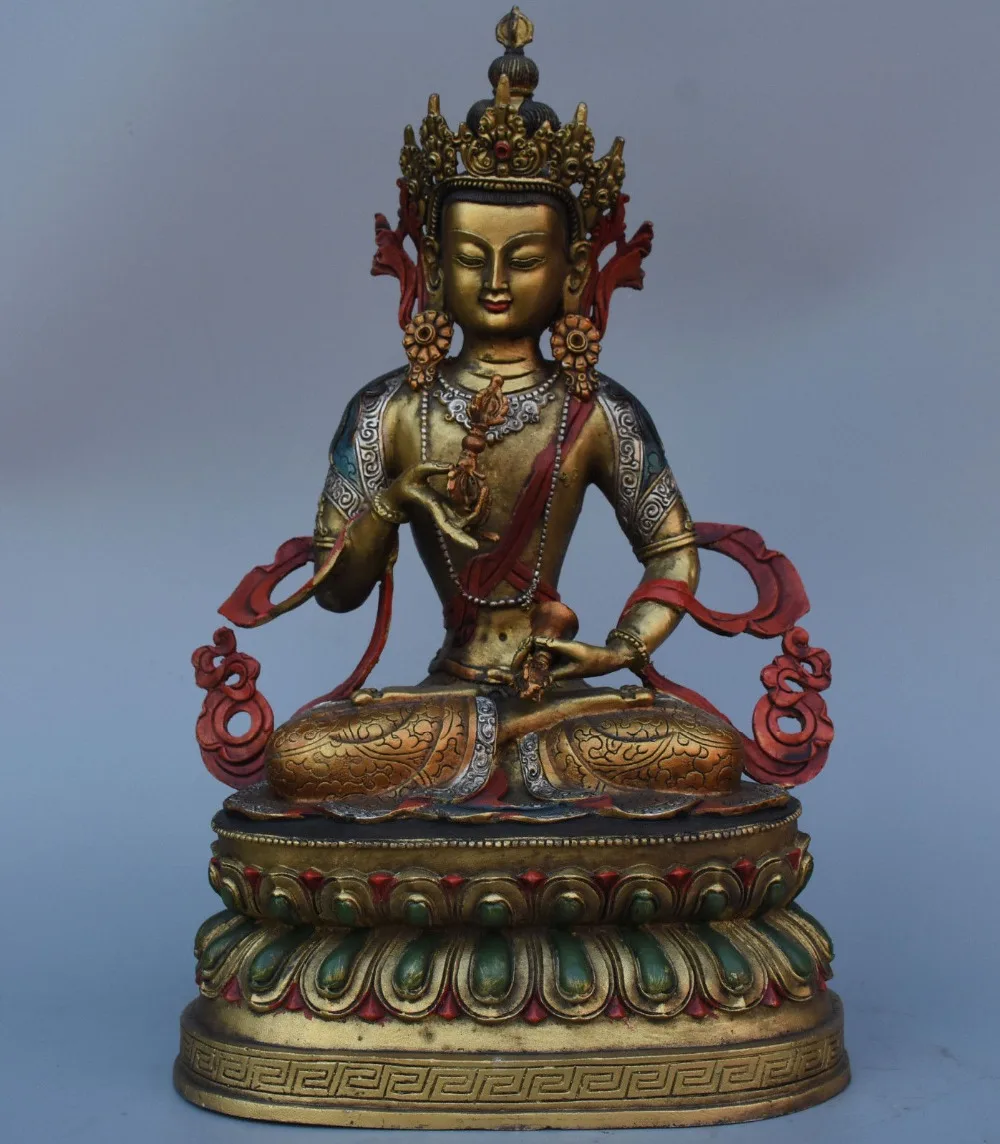 

christmas 15" Tibet Buddhism Temple Bronze Painting Vajrasattva Bodhisattva Buddha Statue halloween
