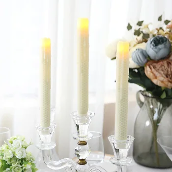 

2Pcs Taper candles real wax stick led Candle scented bougie velas Electric LED light lamp for home Wedding birthday Decoration