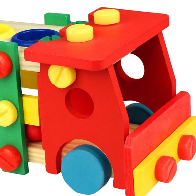 MOTOHOOD 11*12*29 см деревянные игрушки винтовая гайка грузовик автомобиль стук мяч развивающий Детский развивающий строительный блок
