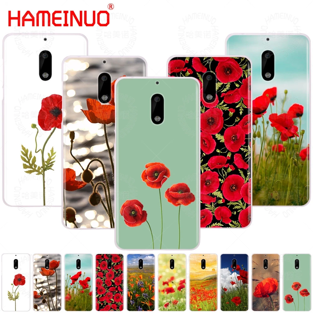 HAMEINUO Красный мак на черном стиле чехол для телефона Nokia 9 8 7 6 5 3 Lumia 640 640XL 2018 |