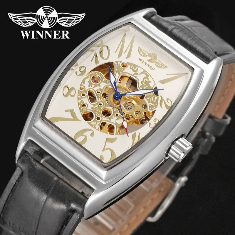 

T-winner Casual Leather Strap Watch Clock Fashion Men Wristwatches Luminous Hands Mechanical Watch Men Business Relojes Hombres