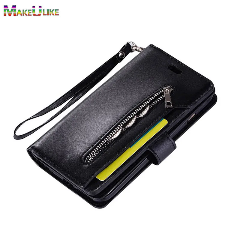 

MAKEULIKE Handbag Wallet Case For Samsung Galaxy A6 Plus 2018 Case Lanyard Zipper PU Phone Case For Samsung A6 2018 Plus Cover