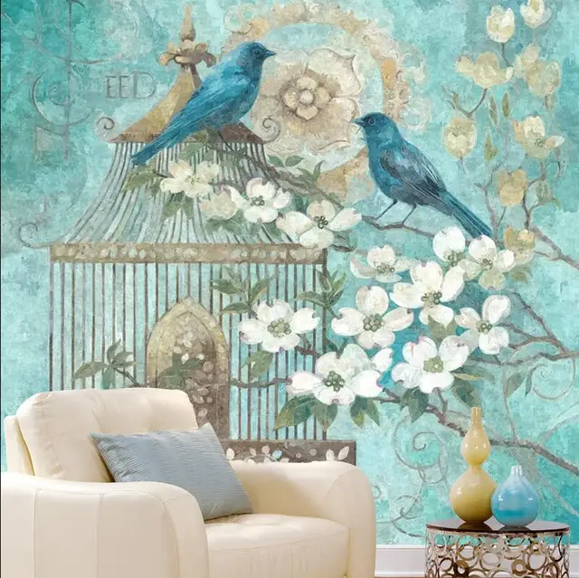 Europe main faire peinture à l\'huile oiseaux et fleurs impression d ... Europe main faire peinture à l\'huile oiseaux et fleurs impression d ...