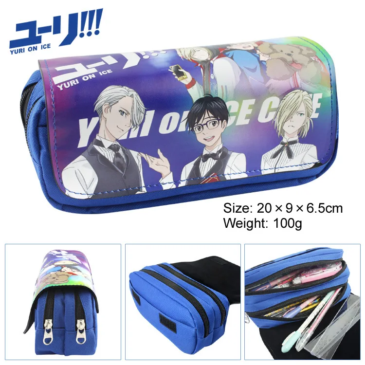 

Expression canvas pen bag Anime large capacity double zipper pencil bag Wallet Student pencil case