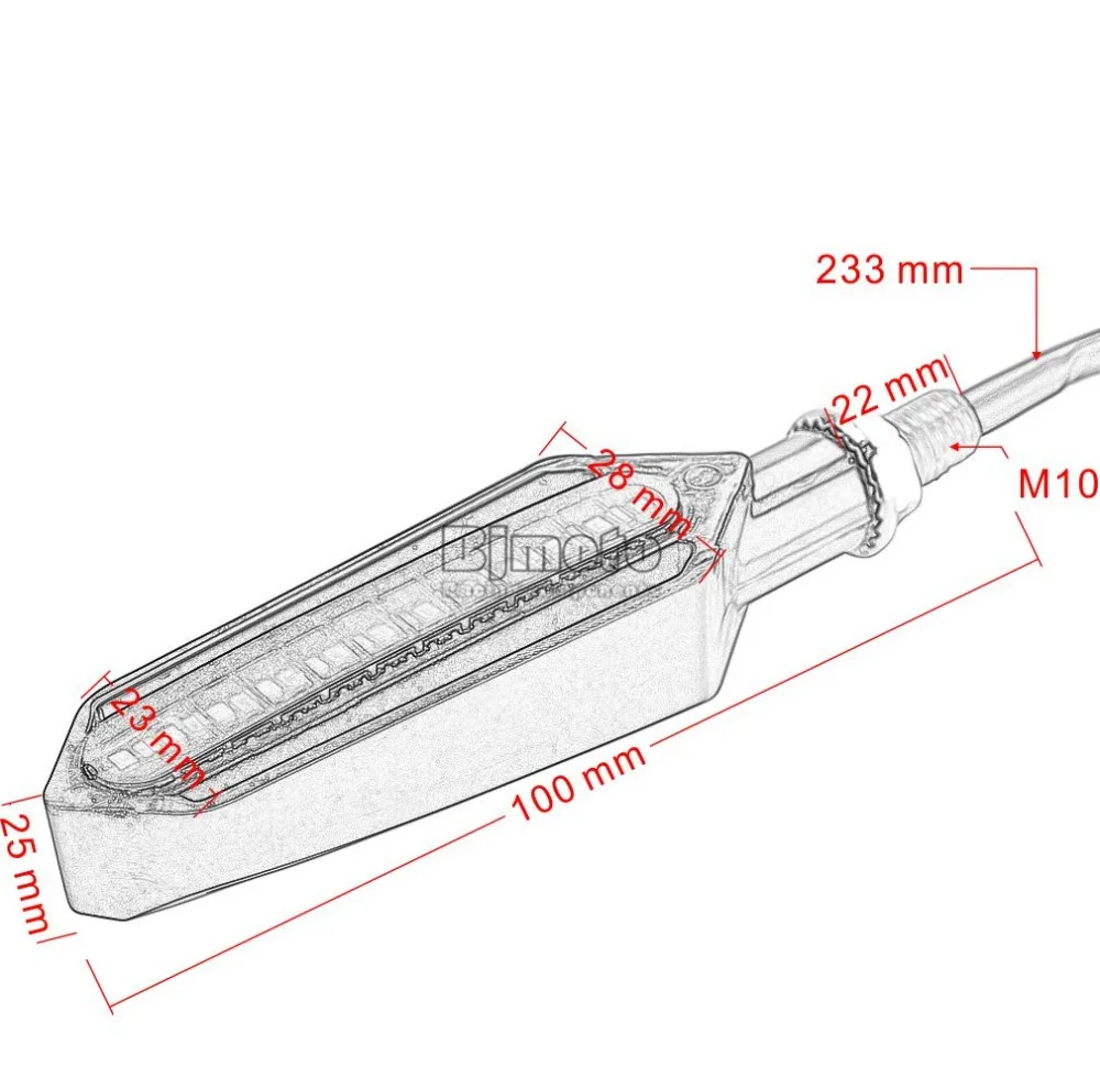 BJMOTO 24 светодиодный индикатор поворота мотоцикла мигалки 12 в три использования последовательный DRL мигающие стоп-сигналы Предупреждение льная лампа