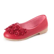 Демисезонный для маленьких девочек кожаные туфли принцессы с цветочным рисунком для девочек лофтеры для девочек мягкие вечерние танцевальная обувь для детей Туфли без каблуков TX63