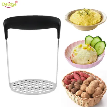 

Delidge 1 pc Potato Masher Stainless Steel Smooth Mashed Potatoes Sweet Potato Making Tools Fruit Vegetable Kitchen Tools