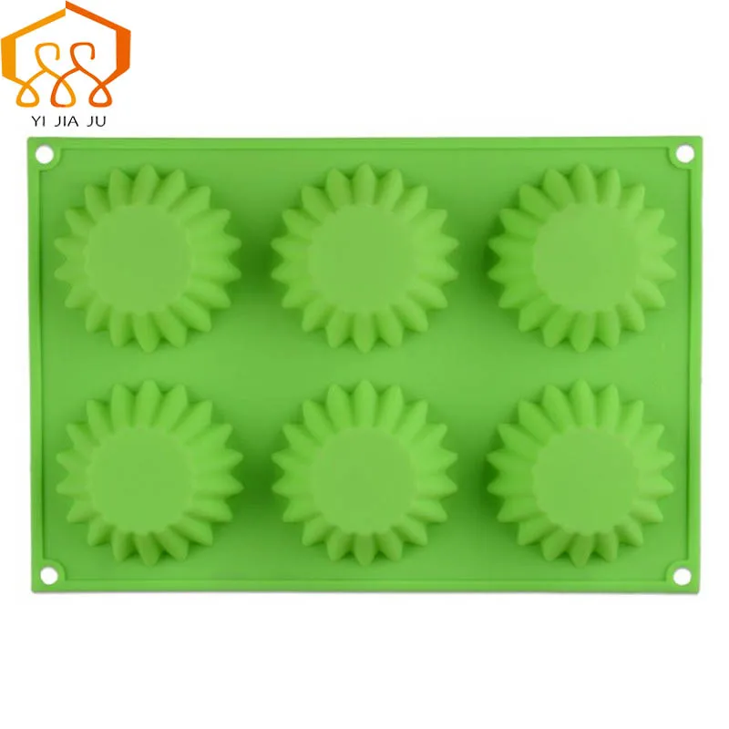 

6 Holes Muffin Cake Mold Cookies Bakeware Pan Cupcake Tray 31cmx21cmx3cm Non-Stick Microwave Dishwasher Silicone Cooking Tools