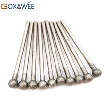 10pcs Shank 2.35mm Glass Diamond Gun Drill Bit Diamond Bur Ball Shape For Dremel Power Tool Accessories Metal Drilling Engraving