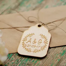 50pcs Personalized Customized Save the Date Wooden Wreath Gift Invitation Card Tags Wedding Party Decorations DIY Favors