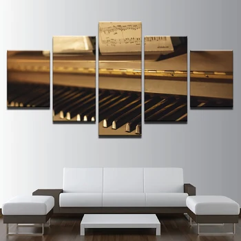 

Modern HD Printed Wall Art Home Decoration Posters Pictures 5 Panel Old Piano Score Living Room Painting Modular Unframed