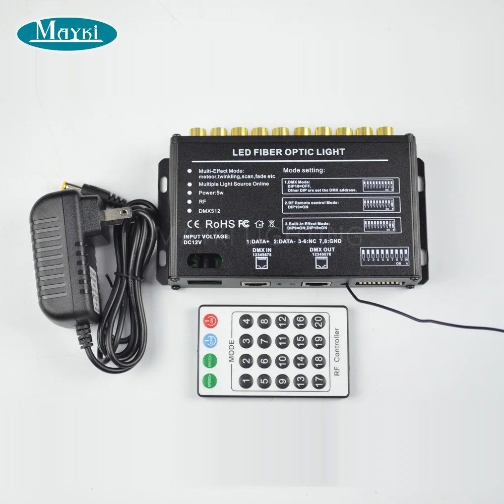 Maykit Dmx 512 Control 5w White Led Fiber Optic Shooting Star Light Kit 0.75mm Optical Fiber 24 Key Remote Control Light Engine