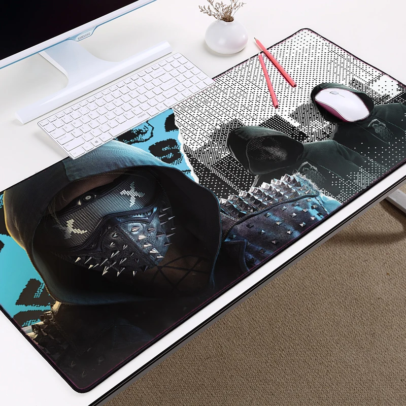 

Watch_Dogs 2 Game Logo Pattern HD Images Printing Mousepad Big Size Table Mat Hot Game Gaming Mouse Mat for Csgo Lol