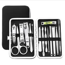 Профессиональный 15 шт Маникюрный набор Нержавеющая сталь ногтей педикюрные ножницы Уход за лошадьми комплект Trooming Medicure Уход за ногтями хранилище инструментов