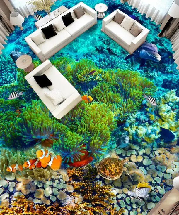3d фрески для пола фотообои на заказ тропическая тарелка ПВХ водонепроницаемый