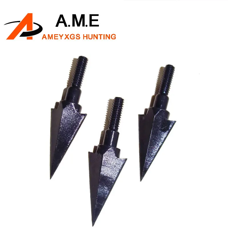 3pcs 100 Grain Black Traditional Trigonous Broadheads Arrowheads For