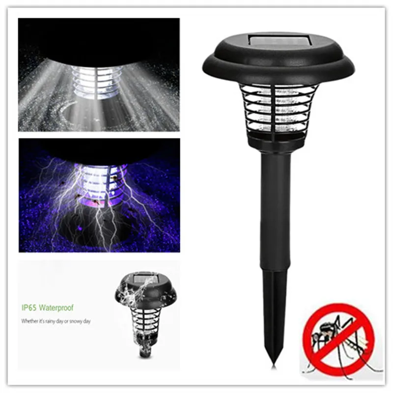 2PCS LH E001 Solar Powered UV Light Bug Zapper Insect Killer Lamp
