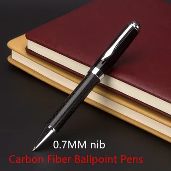 

NICE Carbon Fiber Veins Stainless Steel Pen Rotating Metal Ballpoint Pen Office School Ball Point Pen Stationery Gift