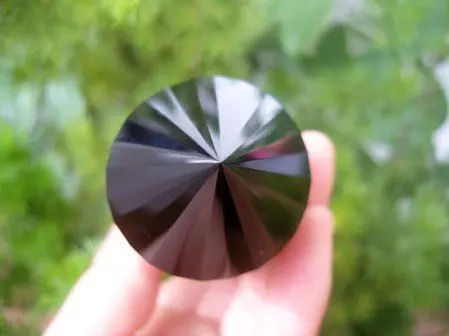Натуральный черный обсидиан полировка 24 двусторонняя с украшением в виде кристаллов DT ПАЛОЧКА точка
