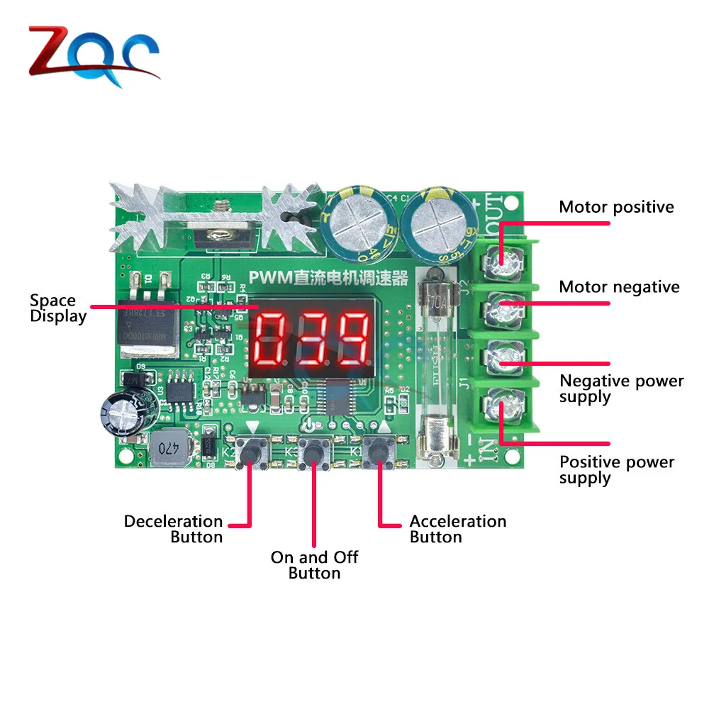 10A 12 V-60 V 600W контроллер скорости двигателя постоянного тока PWM регулирования длительность импульса доска светодиодный электронные сигареты с цифровым однофазный электродвигатель Управление 14 кГц/24 V 48V