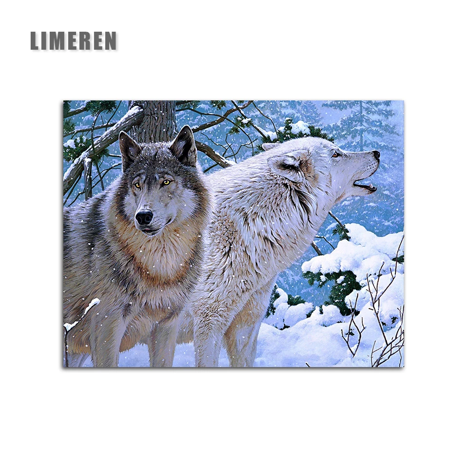 

Frameless Snow Wolf Animals DIY Painting By Numbers Acrylic Paint On Canvas Hand Painted Modern Unique Gift For Home Wall Decor