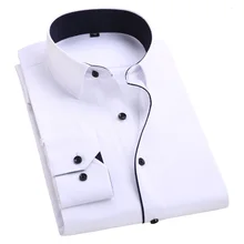 Новинка весны, мужская деловая рубашка в стиле пэчворк с планкой, формальные однотонные облегающие тонкие модные деловые мужские повседневные рубашки