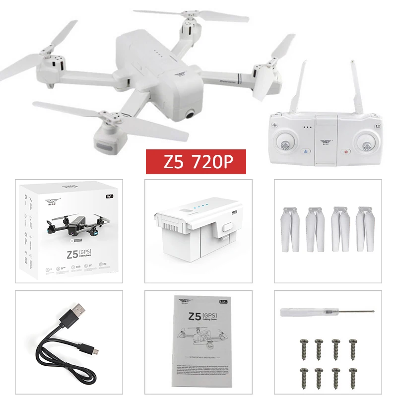 SJRC Z5 5G Wifi FPV с камерой 1080P двойной gps динамический Дрон Квадрокоптер - Цвет: 720P white 1battery