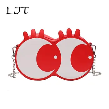 

LJT Cartoon Cute Big Eyes Female Bag 2019 Fashion Personality Printing Chain Shoulder Bag Cute Funny Women Evening Bag Clutches