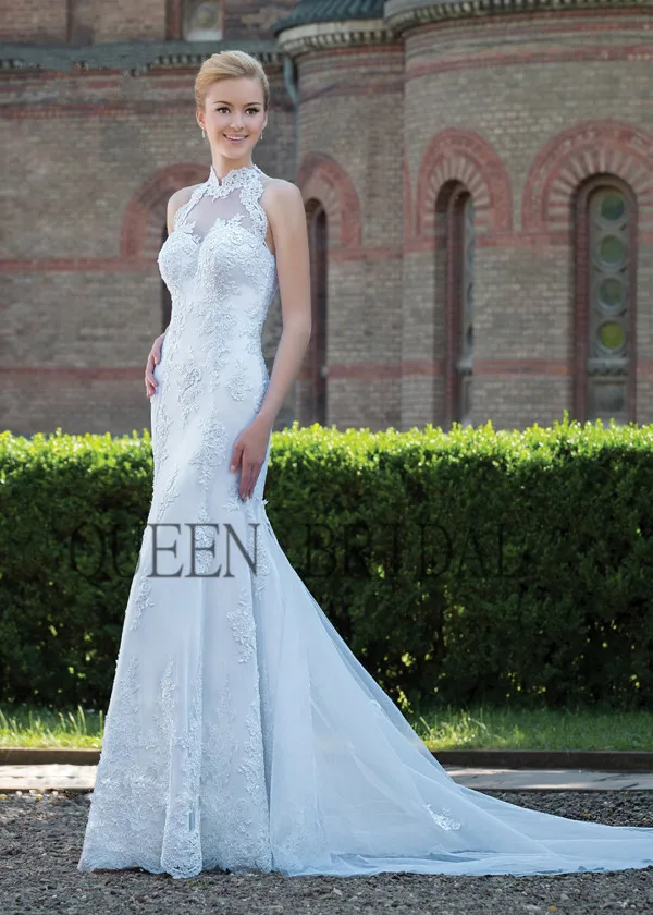 New design marriage sexy low back beading luce halter neck